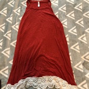 High neck burnt orange long tank